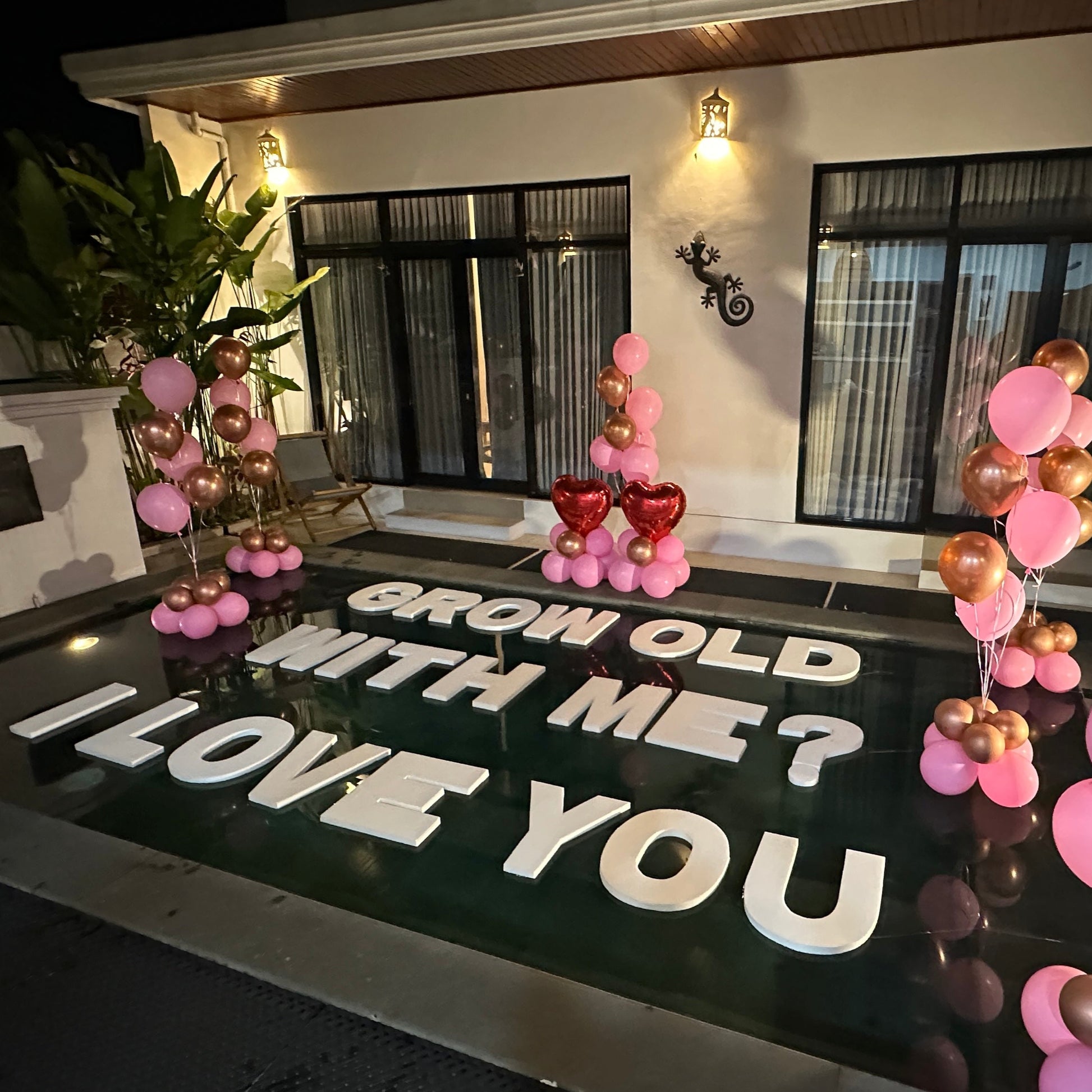 Pool Balloon Decorations Bali with Text - Grazie Bali