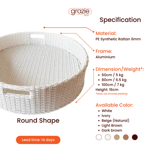 Floating Breakfast Rattan Tray - Circle - Grazie Bali