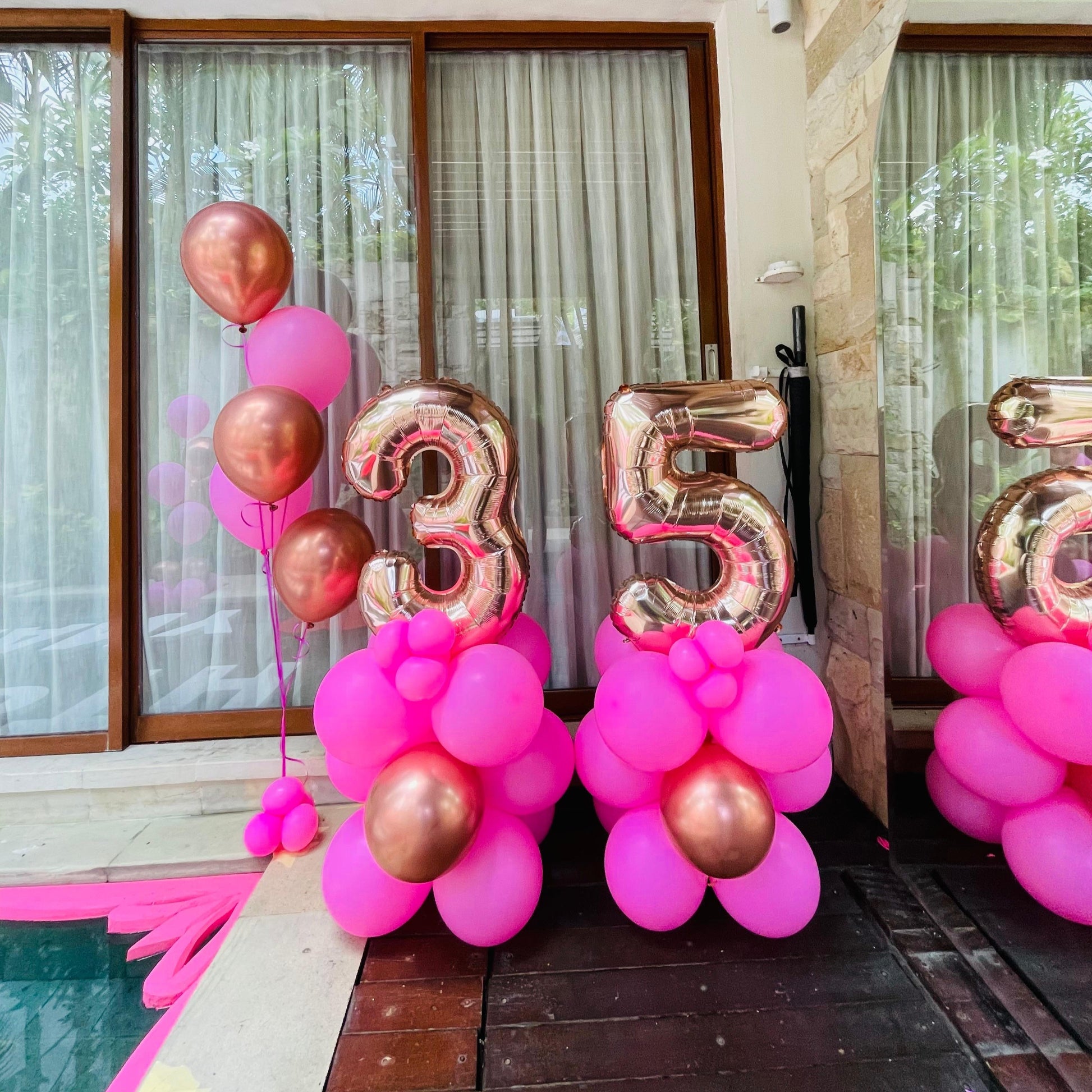 Pool Balloon Decorations Bali with Text - Grazie Bali