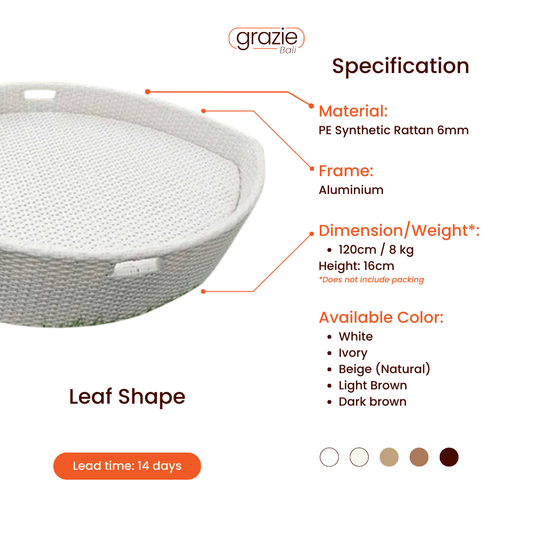 Floating Breakfast Rattan Tray - Leaf - Grazie Bali