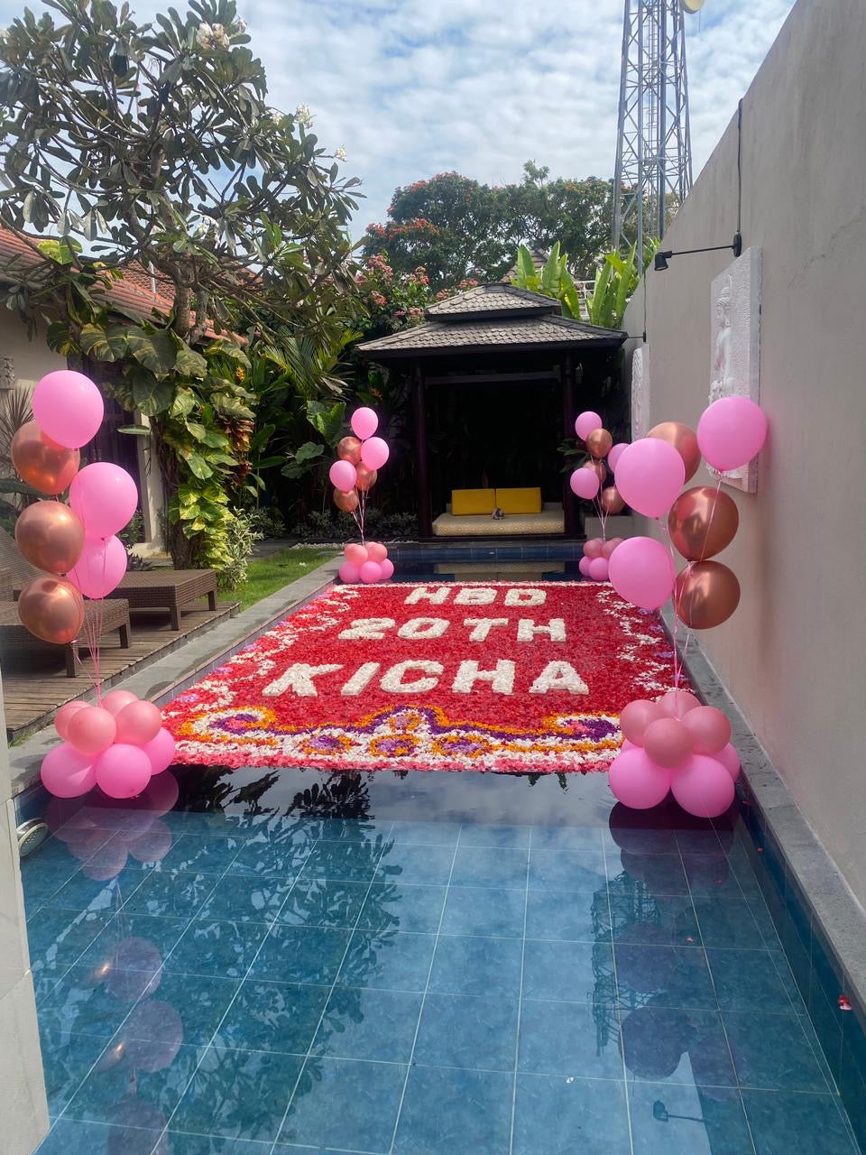 Pool Flower Decoration and Flower Bath in Bali